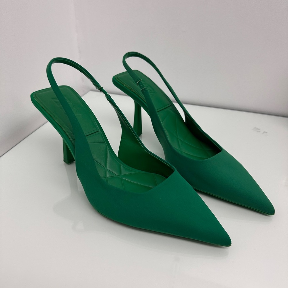 Zara Green Slingback Heels